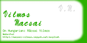 vilmos macsai business card